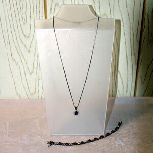 Sapphire & Diamond Necklace and Tennis Bracelet - 925 Stamped